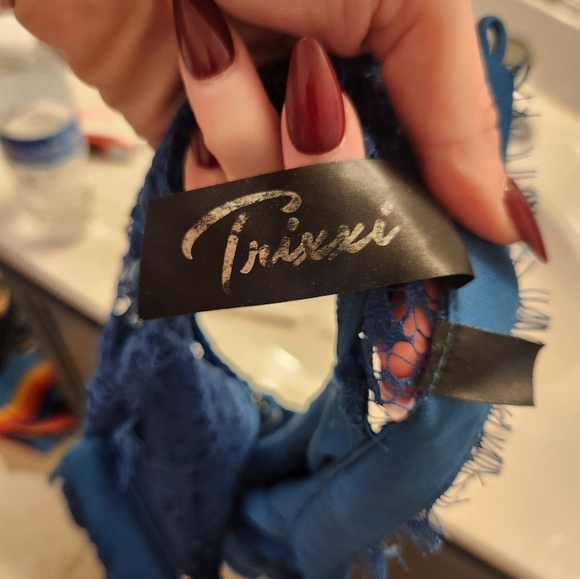 Trixxi Dress Size XL Mini Halter Blue Lace Womens Sleeveless READ #N638 - Picture 9 of 9